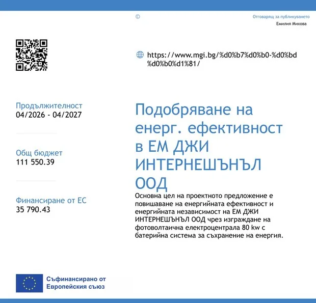 Плакат на проекта № BG16RFPR001-2.004-2207-C01